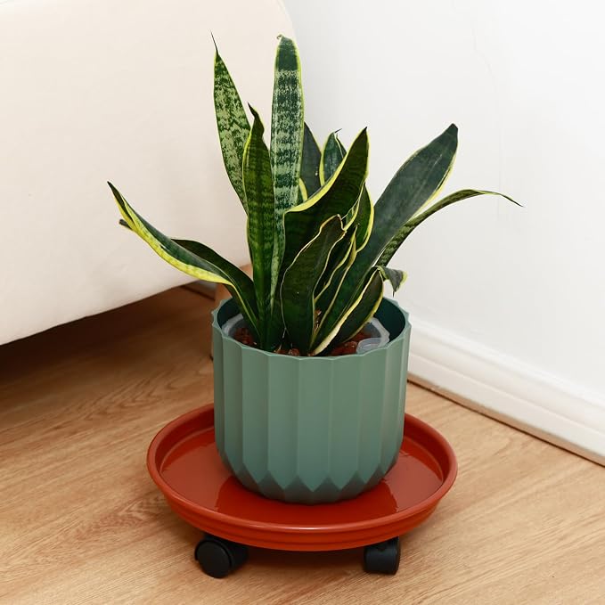 4 Packs Plant Caddy with Wheels 11.8" Plastic Rolling Plant Stands Heavy-Duty Plant Dolly with Casters Indoor Outdoor Wheeled Plant Roller Base Large Planter Saucers Plant Mover