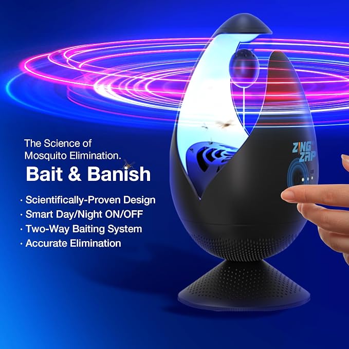 ZingZap Indoor Mosquito Trap Magic Magnet Double-Bait, 2X More Effectively Lures and Captures Mosquitoes & Gnats, Flying Insect Trap, Dusk/Dawn Smart Auto-Switch, Non-Toxic and Safe