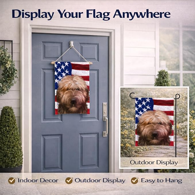 Caroline's Treasures CK6461GF Briard Dog American Flag Garden Flag Mailbox Flag Decorative Yard Flag Banner Outside Patio Artwork Yard Flower Beds, Garden Size, Multicolor