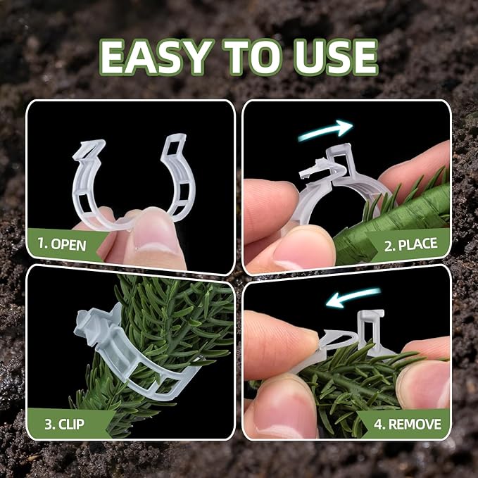 CLEANGOR 1000Pcs Plant Clips, Plant Support Clips Plastic Trellis Clips | Garden Plant Clips for Tomatoes, Cucumbers, Vines, Reusable Garden Clips Tomato Clips, Gardening Supplies to Grow Upright