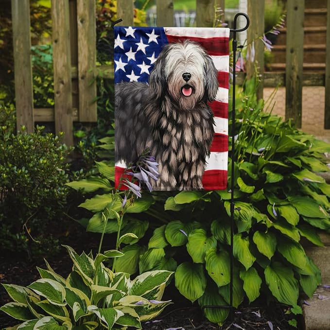 Caroline's Treasures CK6430GF Bergamasco American Flag Garden Flag Mailbox Flag Decorative Yard Flag Banner Outside Patio Artwork Yard Flower Beds, Garden Size, Multicolor