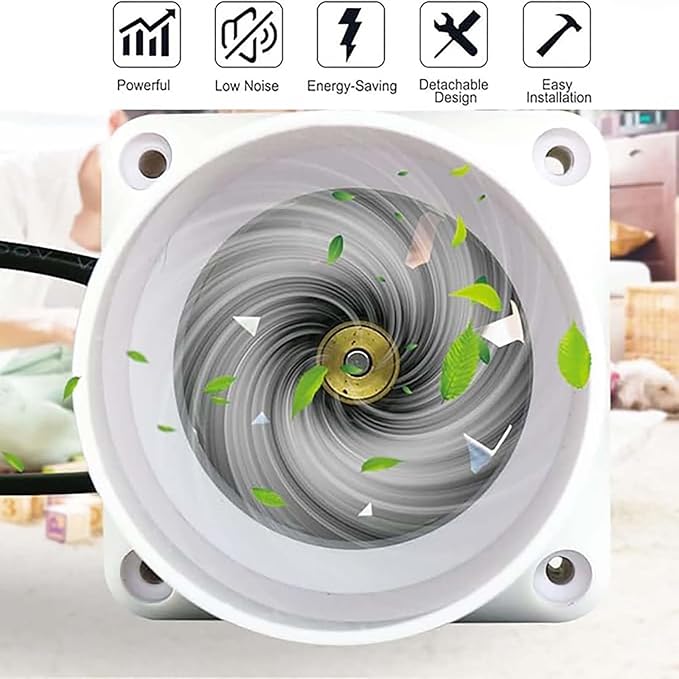 2 Inch Inline Duct Fan Variable Speed Air Circulator Quiet with 50mm to 32mm Interface for Home Office Cabinet Pet Cage Ventilation(50 mm to 40 mm,Power Cord)