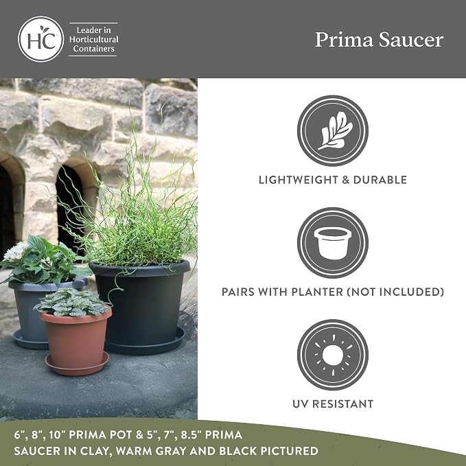 The HC Companies Round Prima Flower Pot Saucers - Plastic Plant Saucer for Outdoors & Indoors - Traditional Plant Pot Trays for Water Drainage -Durable Plant Tray (17.5-inch Cappuccino, Pack of 1)