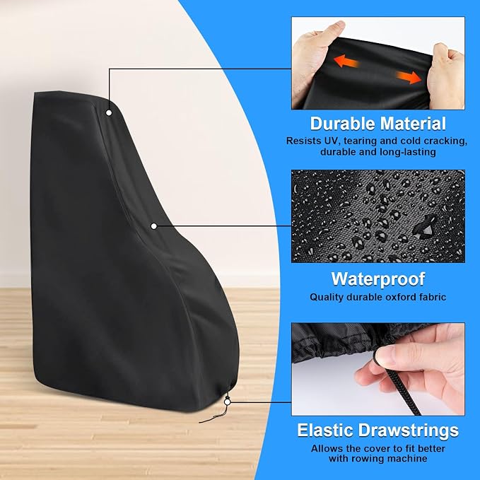 Rowing Machine Cover, Rower Outdoor Cover for Concept 2 Rowing Machine Waterproof Row Machine Cover for Hydrow Rowing Machine, Dustproof Fitness Equipment Protective Cover