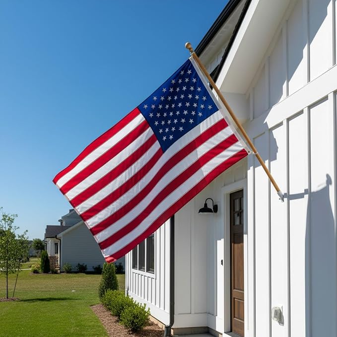JRED 100% Cotton Folded American Flags for Outside 3x5 FT US Flag Heavy Duty Outdoor Embroidered Stars Brass Grommets Triangle Packaged for Memorial, Burial, or Display