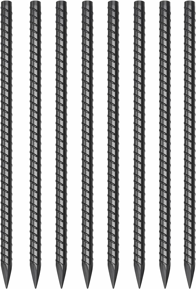 1/2 Inch Diameter Rebar Stakes 48 Inch 8-Pack Concrete Form Stakes | Straight Ground Anchors Metal Spikes for Landscaping, Securing Fence, Garden Plants Support, Survey Markers & Securing Trees