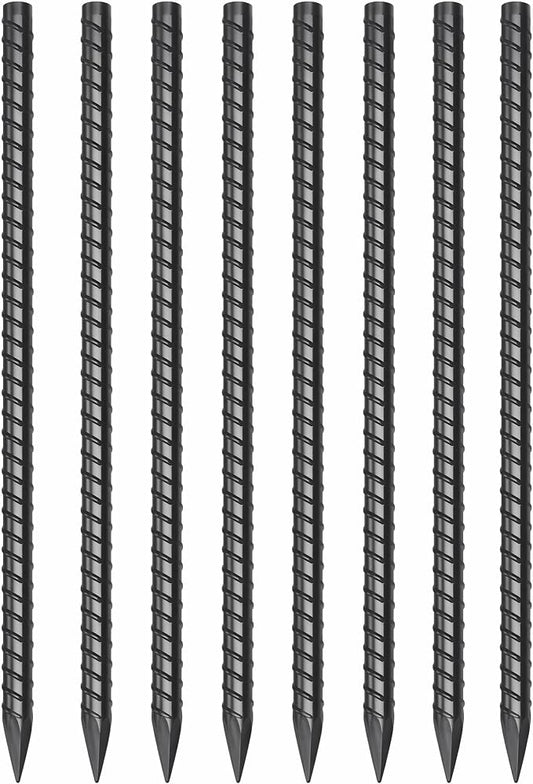 1/2 Inch Diameter Rebar Stakes 48 Inch 8-Pack Concrete Form Stakes | Straight Ground Anchors Metal Spikes for Landscaping, Securing Fence, Garden Plants Support, Survey Markers & Securing Trees