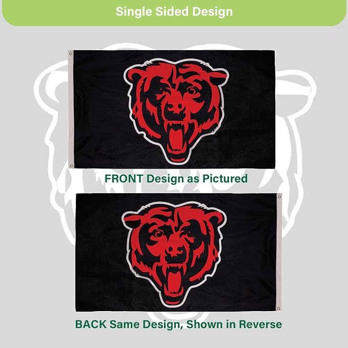 Team Sports America NFL Chicago Bears 3x5 Outdoor Durable Flag with Grommets | Heavy Duty Flag & Banner for Outdoor Garden Patio | Indoor Wall Decor | Works with Flag Poles for Outside House