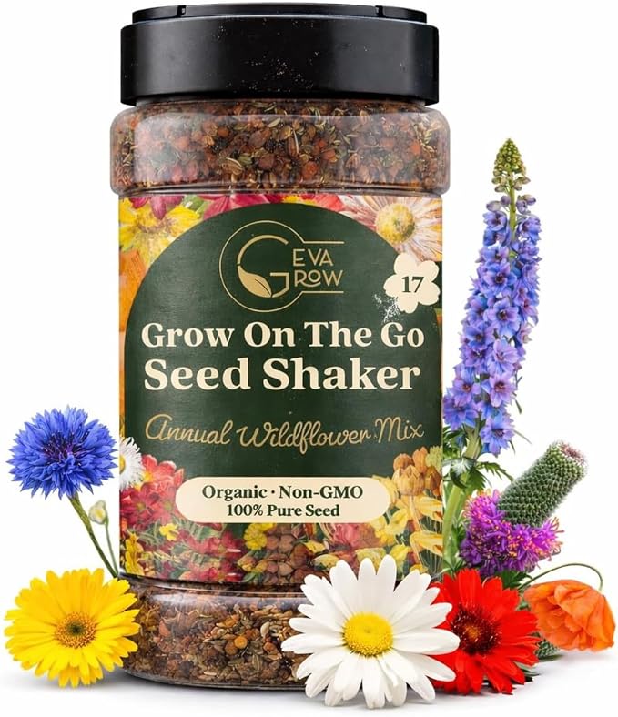 Wildflower Seed Shaker – Awesome Annual Mix by GevaGrow - 2 Ounce Shaker