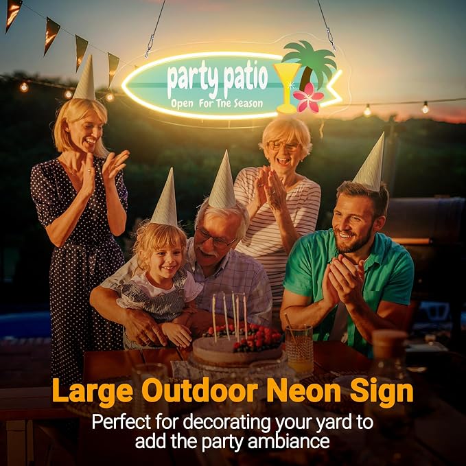 Waterproof Outdoor Custom Neon Sign for Patio Decor, Personalized Party Patio LED Signs UV Printing, Large Customized Cocktail Palm Tree Bar Neon Signs for Home Pub Backyard Garden Outside Pool
