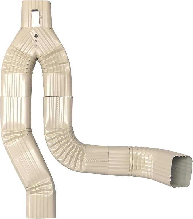 Aluminum 3x4 Offset Downspout Diverter for Rain Barrels | Made in The U.S.A. | Includes Screws & Instructions (Classic Cream)