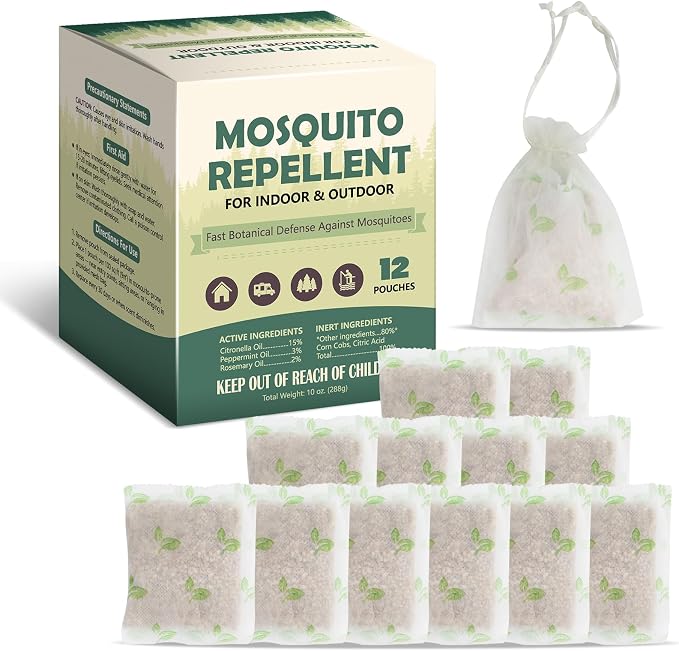 Mosquito repellent pouches 12 pack for patio and outdoor use