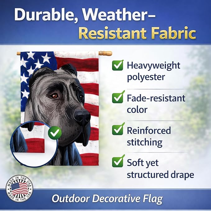 Caroline's Treasures CK6640CHF Perro de Presa Canario American Flag House Flag Large Porch Sleeve Pole Decorative Outside Yard Banner Artwork Wall Hanging, Polyester, House Size, Multicolor
