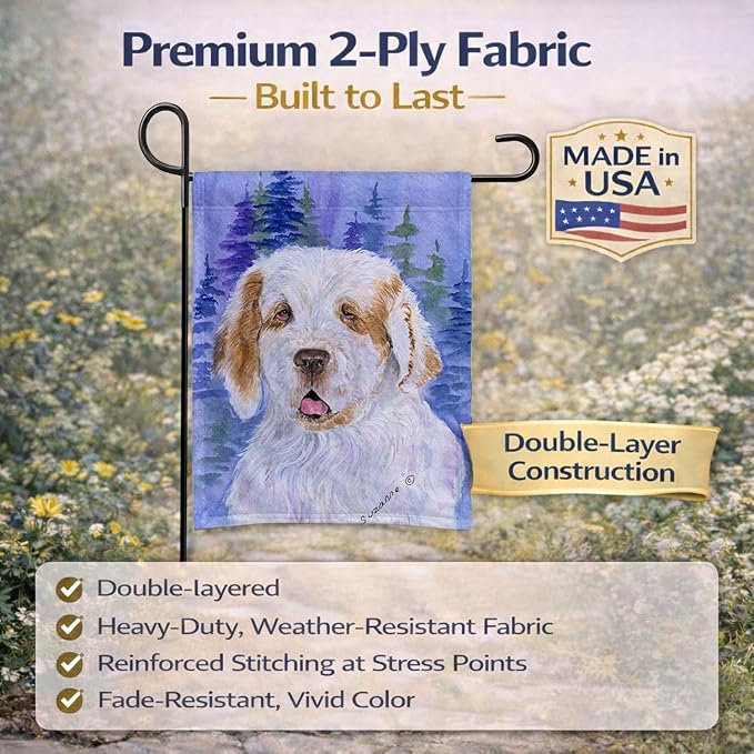 Caroline's Treasures SS8008GF Clumber Spaniel Garden Flag Mailbox Flag Decorative Yard Flag Banner Outside Patio Artwork Yard Flower Beds, Garden Size, Multicolor