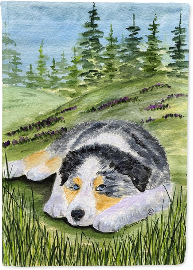Caroline's Treasures SS8283GF Australian Shepherd Garden Flag Mailbox Flag Decorative Yard Flag Banner Outside Patio Artwork Yard Flower Beds, Garden Size, Multicolor