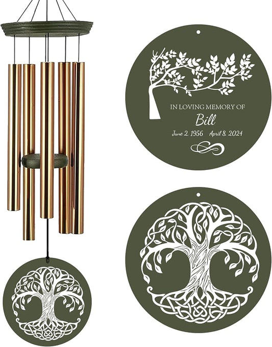 ASTARIN Memorial Tree of Life 36" Wind Chimes, Personalized Name Sympathy Wind Chime, in Memory of Loss Mom Loved One, Large Deep Tone Bereavement Windchimes for Outside Clearance(Produced in Texas)