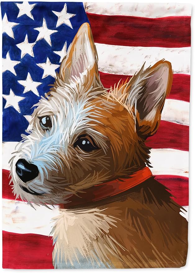 Caroline's Treasures CK6659CHF Portuguese Podengo Dog American Flag House Flag Large Porch Sleeve Pole Decorative Outside Yard Banner Artwork Wall Hanging, Polyester, House Size, Multicolor