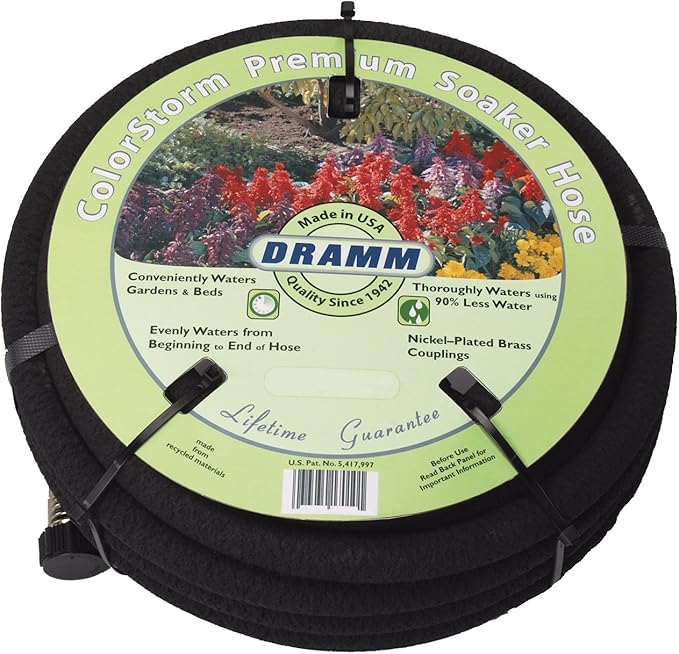 Dramm 17010 ColorStorm Premium 50 Foot Soaker Garden Hose, Black