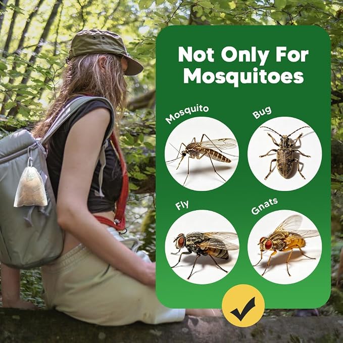 Mosquito Repellent Outdoor Patio, Mosquito Deterrent Indoor for Home, Backyard Mosquito Repellents, Keep Mosquito Away for Front Door/Camping/Porch, Up to 2 Months Protection-8 Pouches