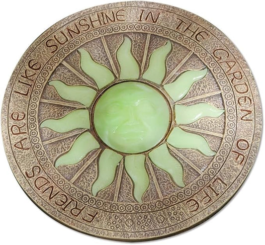 Bits and Pieces - Glow in the Dark Sun Garden Stone - Irish Garden Decor Yard Art Accent - 10" x 10" Round Durable Polyresin Stepping Pavers for Landscaping and Outdoor Pathways