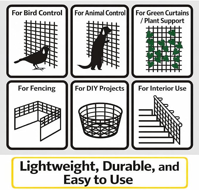 Heavy-Duty Plastic Mesh Netting, Green, 35.4 x 197 in (90cm x 5m), 25mm Grid, Recycled Plastic, Cut-to-Size, Multi-Purpose for Gardening & Fencing