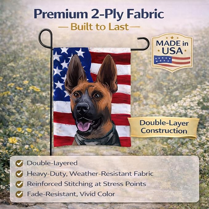 Caroline's Treasures CK6646GF Plott Hound Dog American Flag Garden Flag Mailbox Flag Decorative Yard Flag Banner Outside Patio Artwork Yard Flower Beds, Garden Size, Multicolor