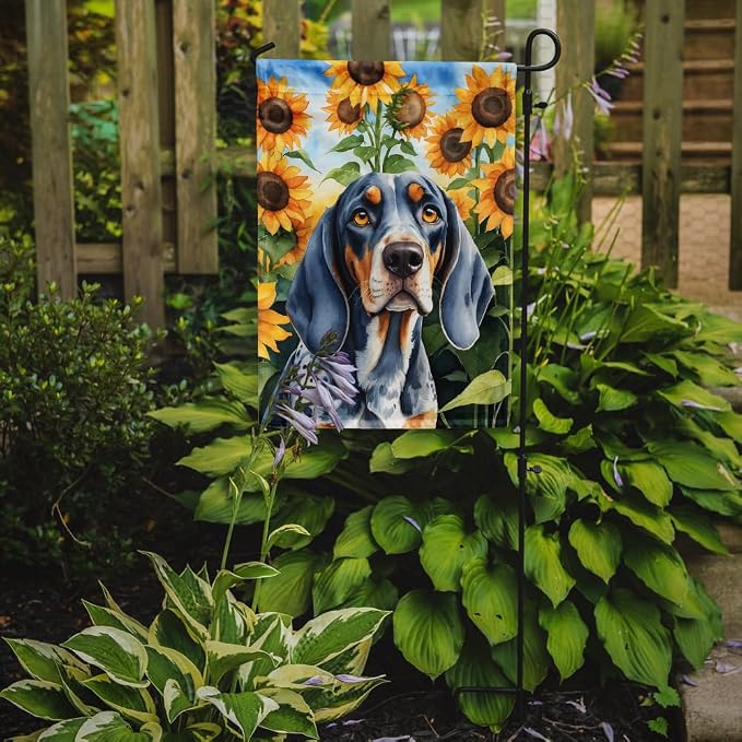 Caroline's Treasures DAC6030GF Bluetick Coonhound in Sunflowers Garden Flag Mailbox Flag Decorative Yard Flag Banner Outside Patio Artwork Yard Flower Beds, Garden Size, Multicolor