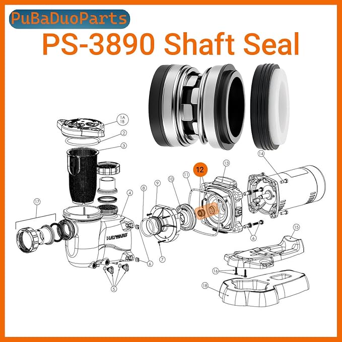 3 Pack PS-3890 Mechanical Shaft Seal Compatible with Jandy Zodiac Pool Pump R0479400 Replacement for Stealth PlusHP FloPro ePump Series Ceramic and Stainless Steel Pool Pump Seal Repair Kit