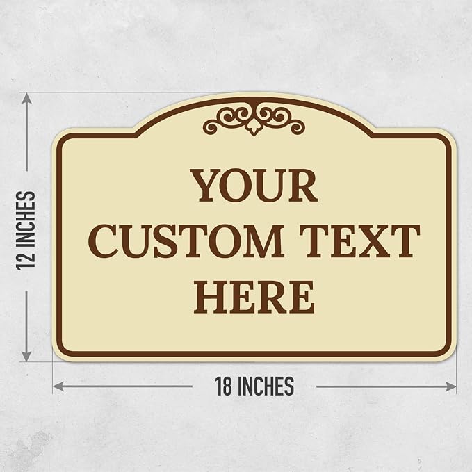 Custom Decorative Sign, Personalized Metal Sign for Business, Driveway, Home, Airbnb, Office Door Plaque, Brown Border Sign, 12x18 Inches, ACM, Fade Resistant, Made in USA by Sigo Signs