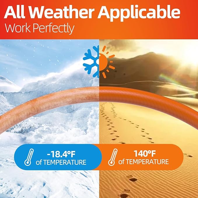 SPECILITE Garden Water Hose 50 ft x 3/4 in Heavy Duty, Flexible and Lightweight, Burst 600 psi, Kink-less Hybrid Rubber Pipe for Backyard, 3/4'' Brass Fittings, Orange