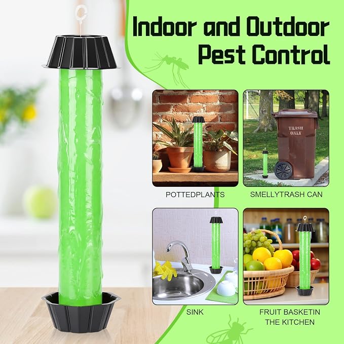 8 Pcs Fly Traps for Indoor Outdoor Hanging Fruit Fly Stick Trap Sticky Mosquito for Home Insect 10 x 2.5 Inches (Stylish,Green and Black)