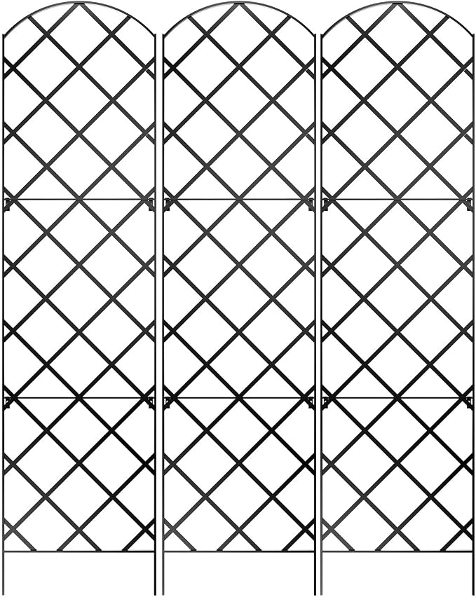 Giant Trellis, 108” high (9’ Tall) by 28” Wide Trellis with Arched top - Pack of 3 Complete trellises - By Meranti Home + Garden