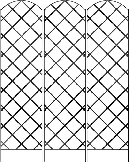 Giant Trellis, 108” high (9’ Tall) by 28” Wide Trellis with Arched top - Pack of 3 Complete trellises - By Meranti Home + Garden