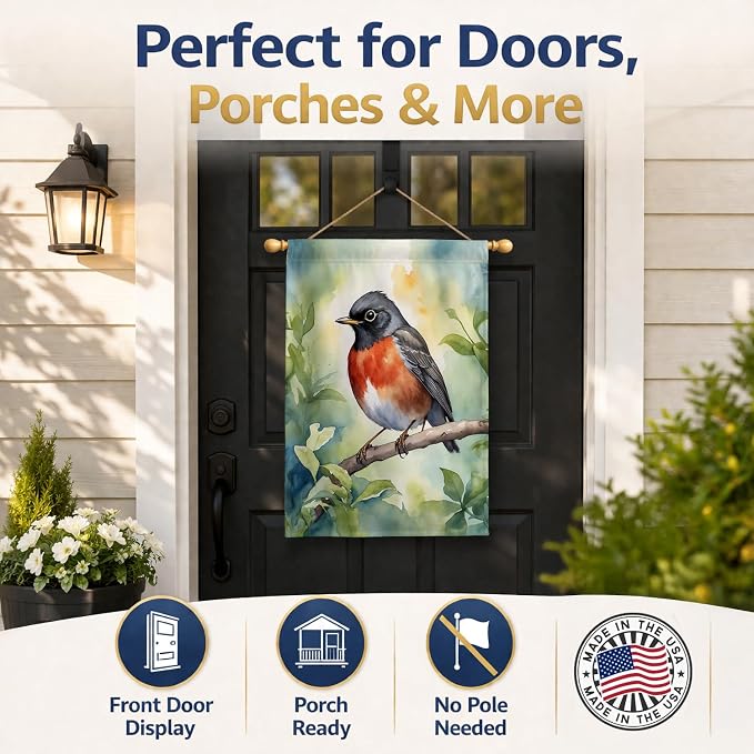 Caroline's Treasures Wisconsin American Robin House Flag Large Porch Sleeve Pole Decorative Outside Yard Banner Artwork Wall Hanging, Polyester, House Size, Multicolor