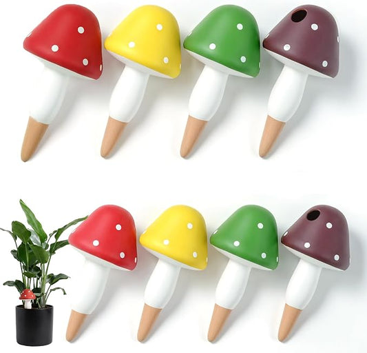 Plant Watering Globes, 8 Pack Self-Watering Terracotta Spikes - Mushroom Shape Irrigation Devices for Indoor & Outdoor Plants, Slow Release Watering System