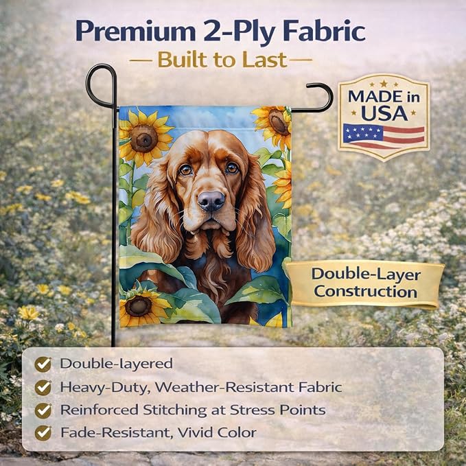 Caroline's Treasures DAC6059GF Cocker Spaniel in Sunflowers Garden Flag Mailbox Flag Decorative Yard Flag Banner Outside Patio Artwork Yard Flower Beds, Garden Size, Multicolor