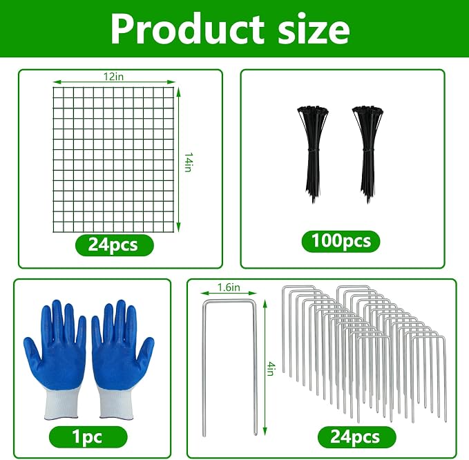 8 Pack Plant Protectors from Animals, 12''x14'' Metal Plant Cages for Outdoor Plants, Garden Plant Protector with Stakes & Zip Ties, Keep Rabbits Squirrels Out, Plant Cage for Flowers Vegetables