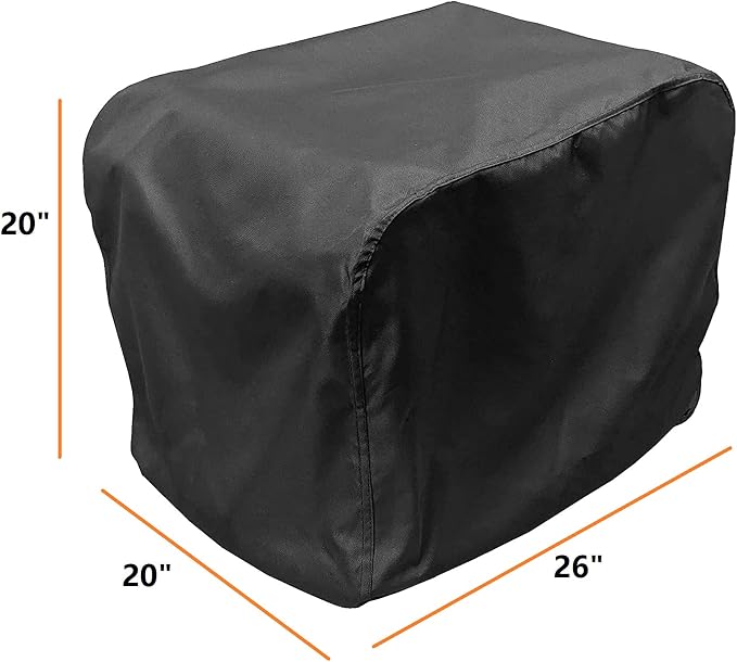 Generator Cover Waterproof, Heavy Duty Thicken 600D Polyester with Elastic Drawstring, Weather/UV Resistant Generator Cover for Universal Portable Generators 3800-6500 Watt (26''L x 20''W x20''H)