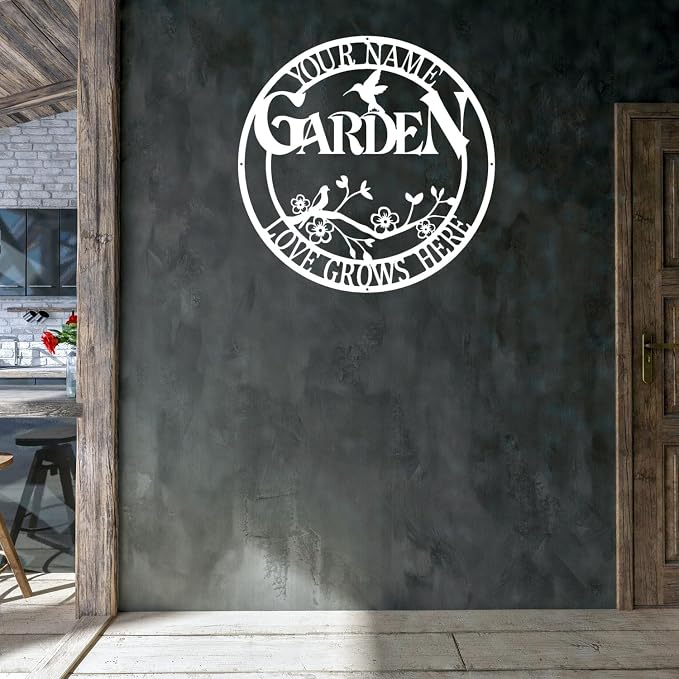 CFC0121319 Customized Name Wall Art for Outdoor Decor，Large Garden Sign, Metal Garden Signs to Personalize, Personalized Metal Signs, for Vegetable She Shed，Outdoor metal plaque