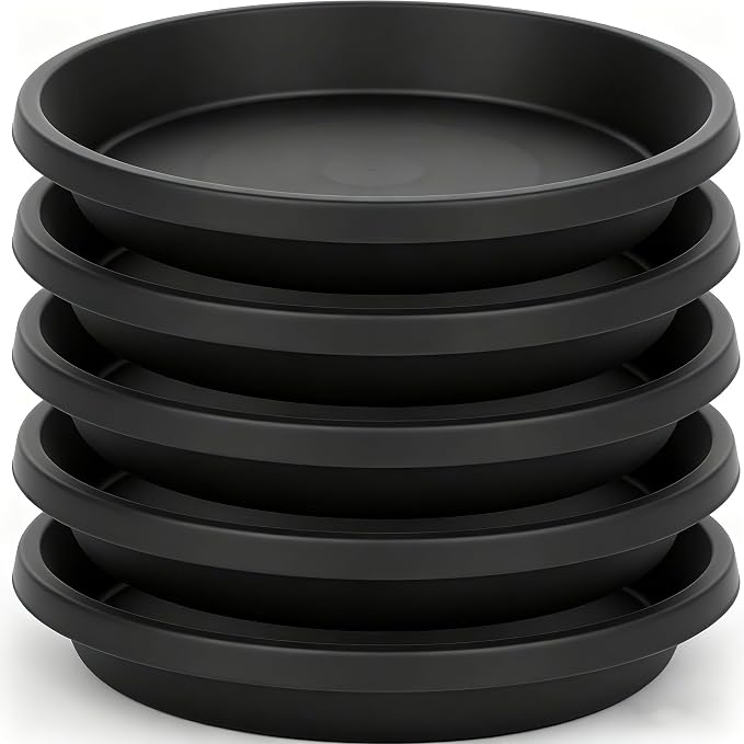 NIMYAU 5 Pack Plant Saucer 8 Inch, Flower Pot Saucers Plant Trays for Pots, Plant Plates to Catch Water Indoor Plants, Plastic Planter Tray for Indoors, Planting Trays