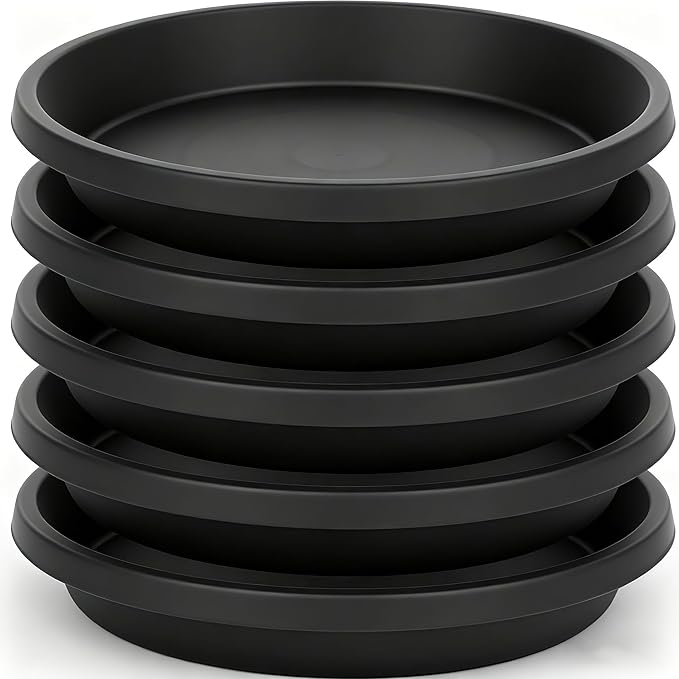 NIMYAU 5 Pack Plant Saucer 10 Inch, Plastic Plant Saucers for Indoors, Drip Trays for Potted Plants, Flower Pot Saucers, Plant Trays for Pots, Plant Water Catcher Tray