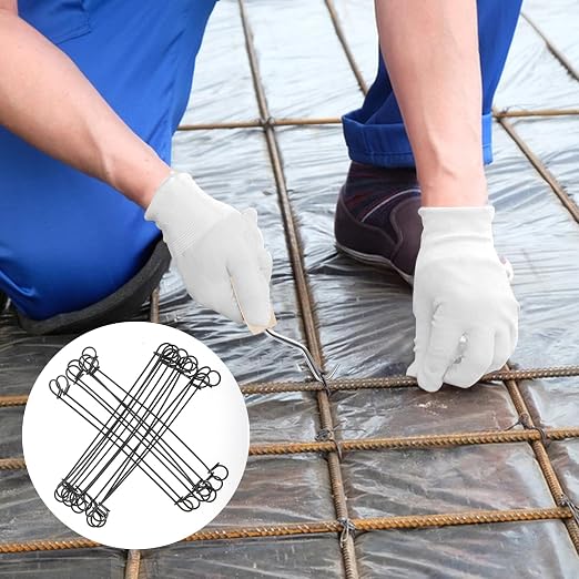 1200Pcs Wire Tie Rebar 6" Double Loop Reinforcing Steel Bar Ties 16 Gauge with 2 Wire Twister Tools & Gloves for Concrete Construction, Gardening & Fencing
