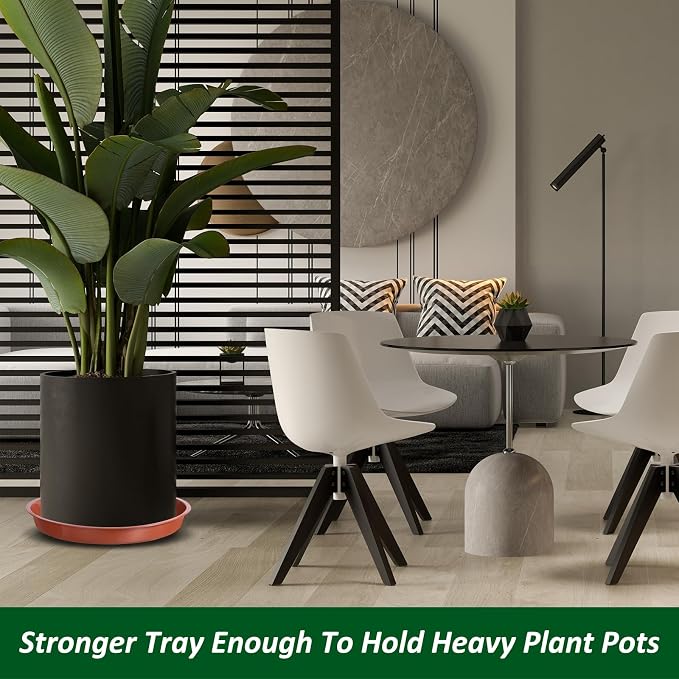 PATIKIL 4 Pack Large Plastic Plant Saucer, 22 Inch Plant Tray for Pots Round Plant Dish Plant Drip Trays Water Tray for Indoors Outdoors Garden, Red