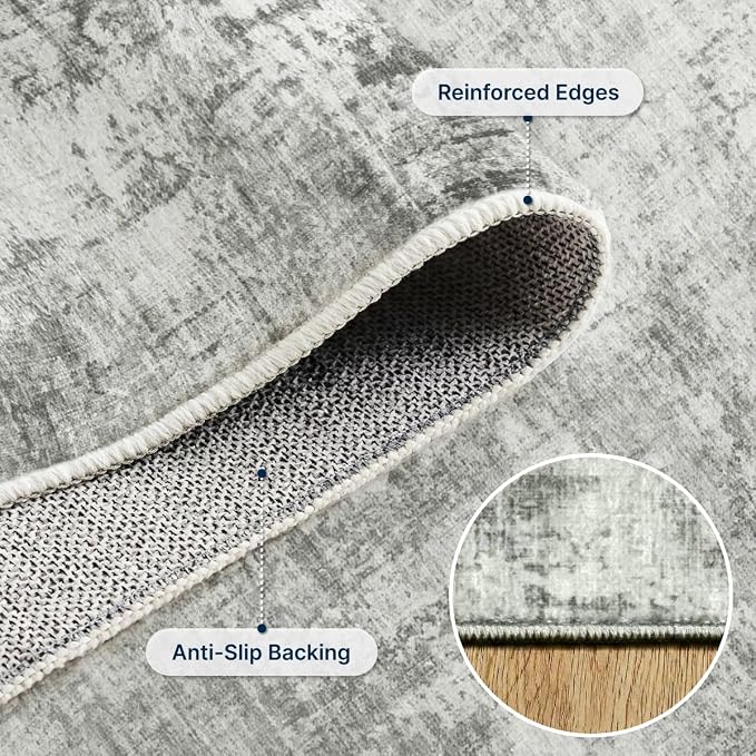 5x7 Area Rugs Washable Living Room Rug Non Slip Soft Carpets | Modern Abstract Indoor Floor Stain Resistant Carpet for Bedroom Dining Room Farmhouse Nursery Home Office Grey