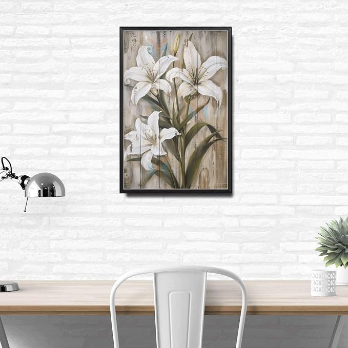 Metal Sign Tin Sign Vintage Rustic Charm Lilies Tin Sign for Easy Installation Weather Resistant Design and Vintage Aesthetic Bar Signs for Home Decor for Room 12×16 Inches with Metal Frame