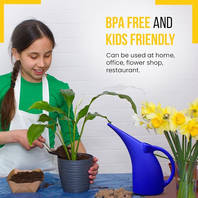 KP KOOL PRODUCTS Watering Can 1/2 Gallon - Small Watering Can for Indoor Plants - Outdoor Watering Can - Blue Plant Waterer - Plastic Watering Can for Garden - 1 Pack