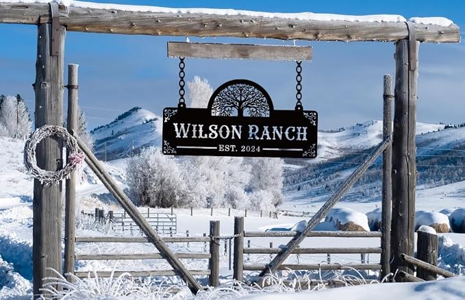 Custom Metal Farm Sign, Ranch or Farm Signs Indoor Outdoor， Personalized Metal Sign Ranch Name Sign, Ranch & Farmhouse Signs Wall Art Decor, Gifts, Housewarming Gift,