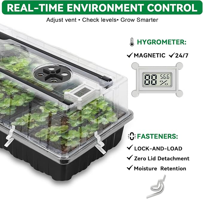 Seed Starter Tray with Grow Light,2 Pack 72 Cells Seed Starter Kit with Humidity Dome, Seed Starting Trays for Indoor Plant,Seedling Starter Trays for Germination