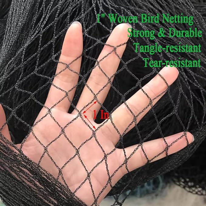 Bird Netting 50X50 FT, 1" Mesh, Strong Woven Garden Netting for Plants, Fruit Trees, Blueberry Bushes, Vegetables, Strawberry Protection, Against Bird, Deer, Squirres, Chicken, Small Animals