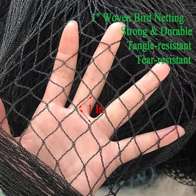Bird Netting for Chicken Coop 50x100 Ft, 1" Mesh, Strong Woven Poultry Netting Roof Cover for Chicken Run, Heavy Duty Bird Net for Fruit Trees, Blueberry, Vegetables, Garden Protection